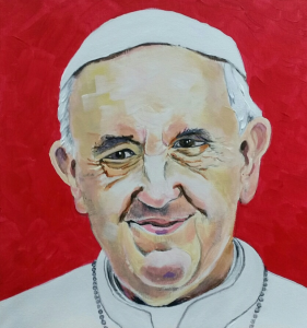 Portrait of Pope Francis by Caversham Commissioning Artist Sarah Seymour