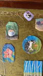 miniature paintings on teabags