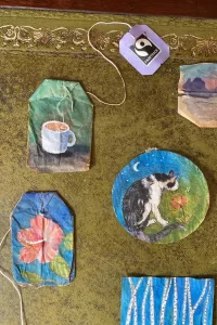 miniature paintings on teabags
